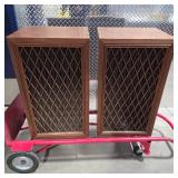 Vintage Wood Cabinet Stereo Speakers Pair Lattice Grille Home Audio Bookshelf Speakers