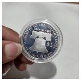 Cook Islands $2 Tribute To The United States Liberty Bell .999 Fine Silver 1/2 Oz Coin Capsule