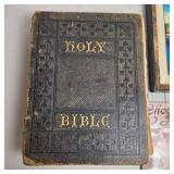 Antique Holy Bible Vintage Framed Landscape Art Chocolate Cookbooks Hershey Dessert Lot