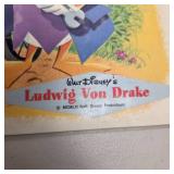 Vintage Walt Disney Ludwig Von Drake Mickey Minnie Pluto Cartoon Wall Art Print Decor