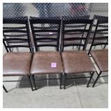 Set of 4 Counter Height Bar Stools Metal Frame Ladder Back Chairs Brown Cushioned Seats