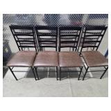 Set of 4 Counter Height Bar Stools Metal Frame Ladder Back Chairs Brown Cushioned Seats