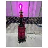 Vintage Ruby Red Glass Table Lamp Gothic Ornate Base Accent Lighting Works