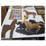 Western Horse Wall Decor Lot Framed Art Wood Plaques Safari Prints Cabin Lodge Decor Bundle