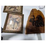 Western Horse Wall Decor Lot Framed Art Wood Plaques Safari Prints Cabin Lodge Decor Bundle
