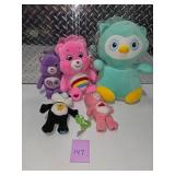 Care Bears Plush Lot Large Pink & Purple Bears Owl Stuffed Animals Bundle