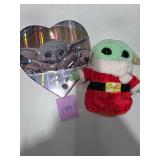 Star Wars Grogu Baby Yoda Plush Santa Outfit + Mandalorian Valentine Tin Disney Lucasfilm Lot