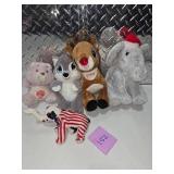 Plush Toy Lot w/ Light-Up Rudolph Reindeer, Elephant, Care Bear & Stuffed Animals Bundle