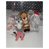Plush Toy Lot w/ Light-Up Rudolph Reindeer, Elephant, Care Bear & Stuffed Animals Bundle