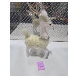 Large Decorative White Reindeer w/ Glitter Antlers Holiday Christmas Decor