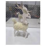 Large Decorative White Reindeer w/ Glitter Antlers Holiday Christmas Decor