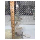 Large Laying White Reindeer Holiday Christmas Decor w/ Glitter Antlers Winter Display