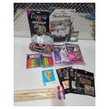 Huge Craft Supply Lot Engraving Art Sketch Kit Yarn Gold Leaf Sticks Dowels