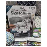 Huge Craft Supply Lot Engraving Art Sketch Kit Yarn Gold Leaf Sticks Dowels