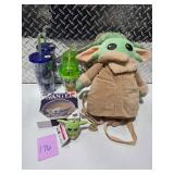 Star Wars Grogu Baby Yoda Plush Backpack Cups Light Mandalorian Disney Lot