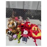 Sesame Street Elmo Dr Seuss Grinch Plush Stuffed Animals Kids Backpack Lot