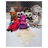 Ty Beanie Boo Plush Owl Lot Big Eye Stuffed Animals Fall Decor Woodland Bundle