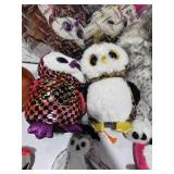 Ty Beanie Boo Plush Owl Lot Big Eye Stuffed Animals Fall Decor Woodland Bundle