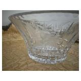 Vintage Crystal Serving Bowl with Floral Design and Glass Ice Bucket