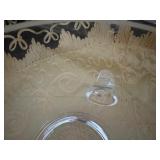 Vintage Crystal Serving Bowl with Floral Design and Glass Ice Bucket