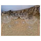 Vintage Wine or Champagne Glasses Bamboo Etched Design