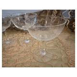 Vintage Wine or Champagne Glasses Bamboo Etched Design