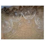 Vintage Wine or Champagne Glasses Bamboo Etched Design