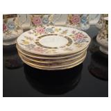 Queens by Rosina Bone China Tea Cups and Saucers "Cathay" Pattern (Set of 5)