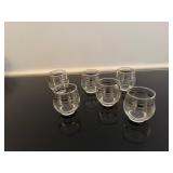 Vintage Mid Century Modern Glass with Gold Bands Footed Snifters (Set of 6)