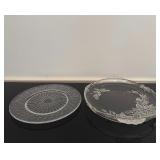 Decorative Glass Serving Trays - Christmas Design 13", Circular Dots 12"