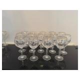 Vintage Crystal Water Goblets or Red Wine Glasses with Gold Trim (Qty 15)