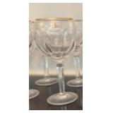 Vintage Crystal Water Goblets or Red Wine Glasses with Gold Trim (Qty 15)