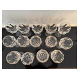Vintage Crystal Water Goblets or Red Wine Glasses with Gold Trim (Qty 15)