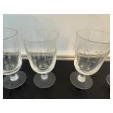 Vintage Glass Cordial Glasses Etched Bamboo Design (Qty 6)