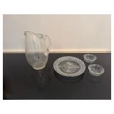 Glass Divided Relish Dish, Small Glass Bowls, Glass Water Pitcher