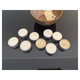 Brass Bowl with 9 Tea Candles