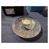 Candle Holders/Votives: Kosta Boda "Piece of Cake" Candlestick Holder, Orrefors Sweden Votive and Glass Votive