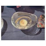 Candle Holders/Votives: Kosta Boda "Piece of Cake" Candlestick Holder, Orrefors Sweden Votive and Glass Votive