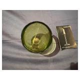Orrefors Sweden Green Crystal Dish