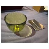 Orrefors Sweden Green Crystal Dish