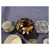 Vintage Decorative Items, Crystal Ash Tray, China, Glass Flower Holder