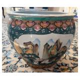 Hand Painted Chinese Porcelain Fishbowl or Jardiniere or Planter - Landscape Design