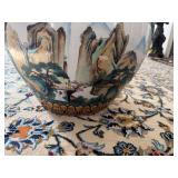 Hand Painted Chinese Porcelain Fishbowl or Jardiniere or Planter - Landscape Design