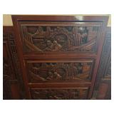 Antique Chinese Carved Rosewood Chest, 5 Drawers, 2 Side Cabinets 44" wide x 14" deep x 40" tall