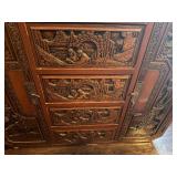Antique Chinese Carved Rosewood Chest, 5 Drawers, 2 Side Cabinets 44" wide x 14" deep x 40" tall