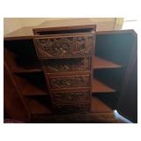 Antique Chinese Carved Rosewood Chest, 5 Drawers, 2 Side Cabinets 44" wide x 14" deep x 40" tall