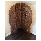 Hand Carved Wooden Screen or Room Divider 64" wide x 2" deep x 72" tall
