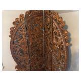 Hand Carved Wooden Screen or Room Divider 64" wide x 2" deep x 72" tall