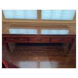 Vintage Chinese Coffee Table with Glass Topper 60" wide x 20" deep x 17 1/2" tall