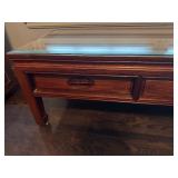 Vintage Chinese Coffee Table with Glass Topper 60" wide x 20" deep x 17 1/2" tall